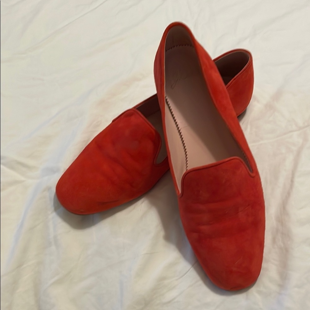 J. Crew Red Suede Flats Classic Slip-On Loafers